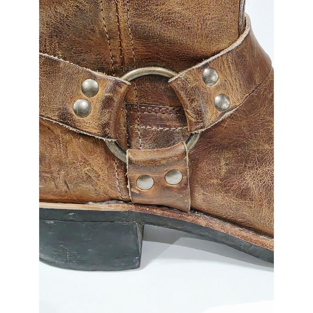 Frye 77300 Tan Brown Leather Boot Riding Moto Harness Women Biker 10 M Used RARE - Picture 12 of 16